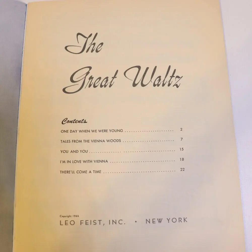 The Great Waltz Souvenir Album Songbook Sheet Music Hammerstein Strauss 1944